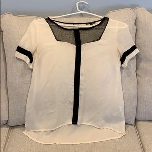 Cream and black chiffon top